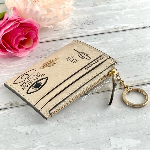 NWT COACH X Jean Michel Basquiat Mini Skinny ID Case Bag Keychain - Picture 6 of 16